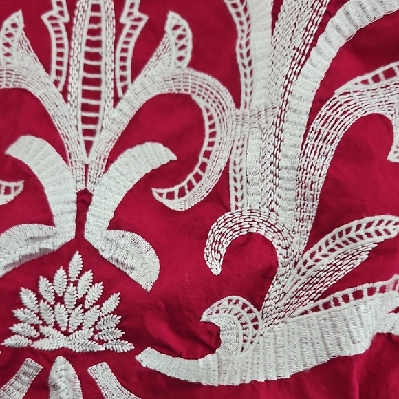 Amazing Express Crimson and Whit Embroidered Blouse - Picture 4 of 5